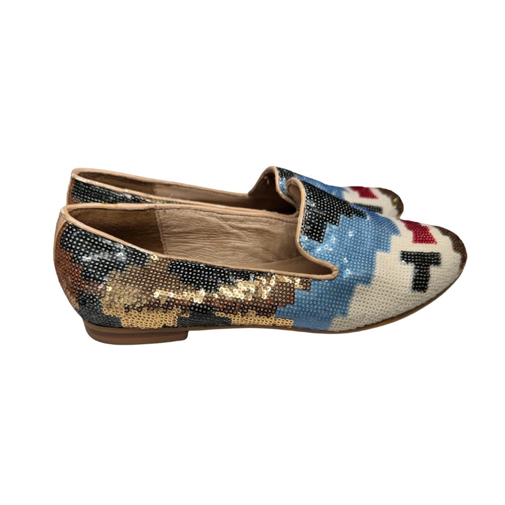 Steve Madden Madee smoking shoes Multicolor Sequin Loafers flats 7 southwestern
